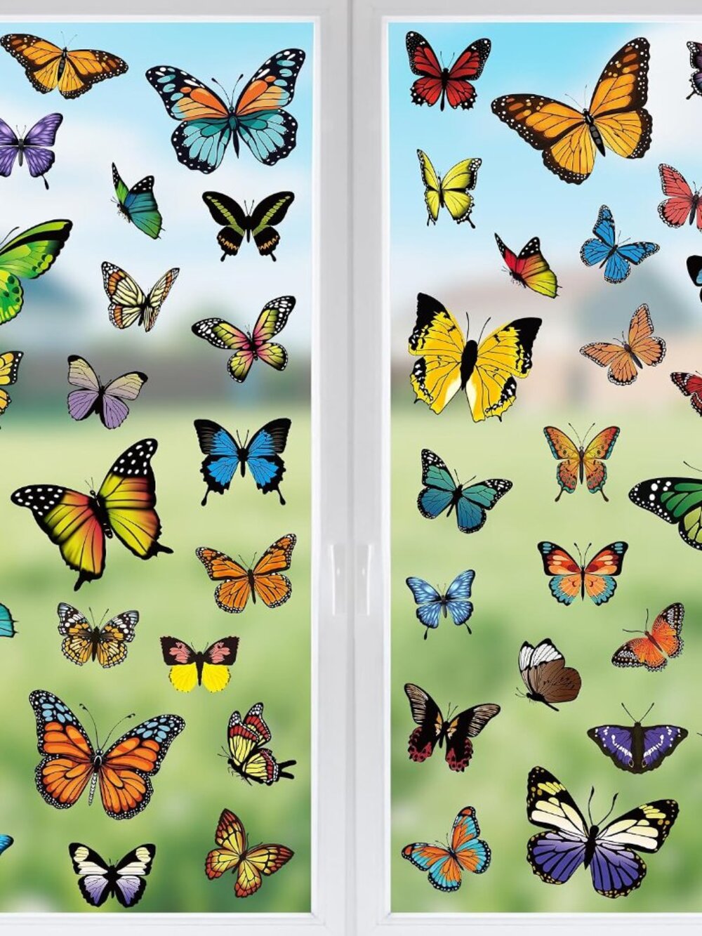 79PCS Colorful Butterfly Window Clings, Butterfly Decorations, Double Sided Wind